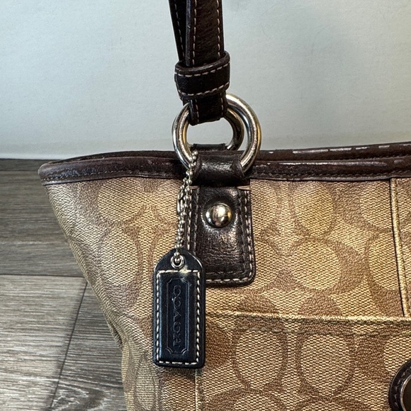 Coach Tan and Brown Signature Tote - Picture 7 of 15